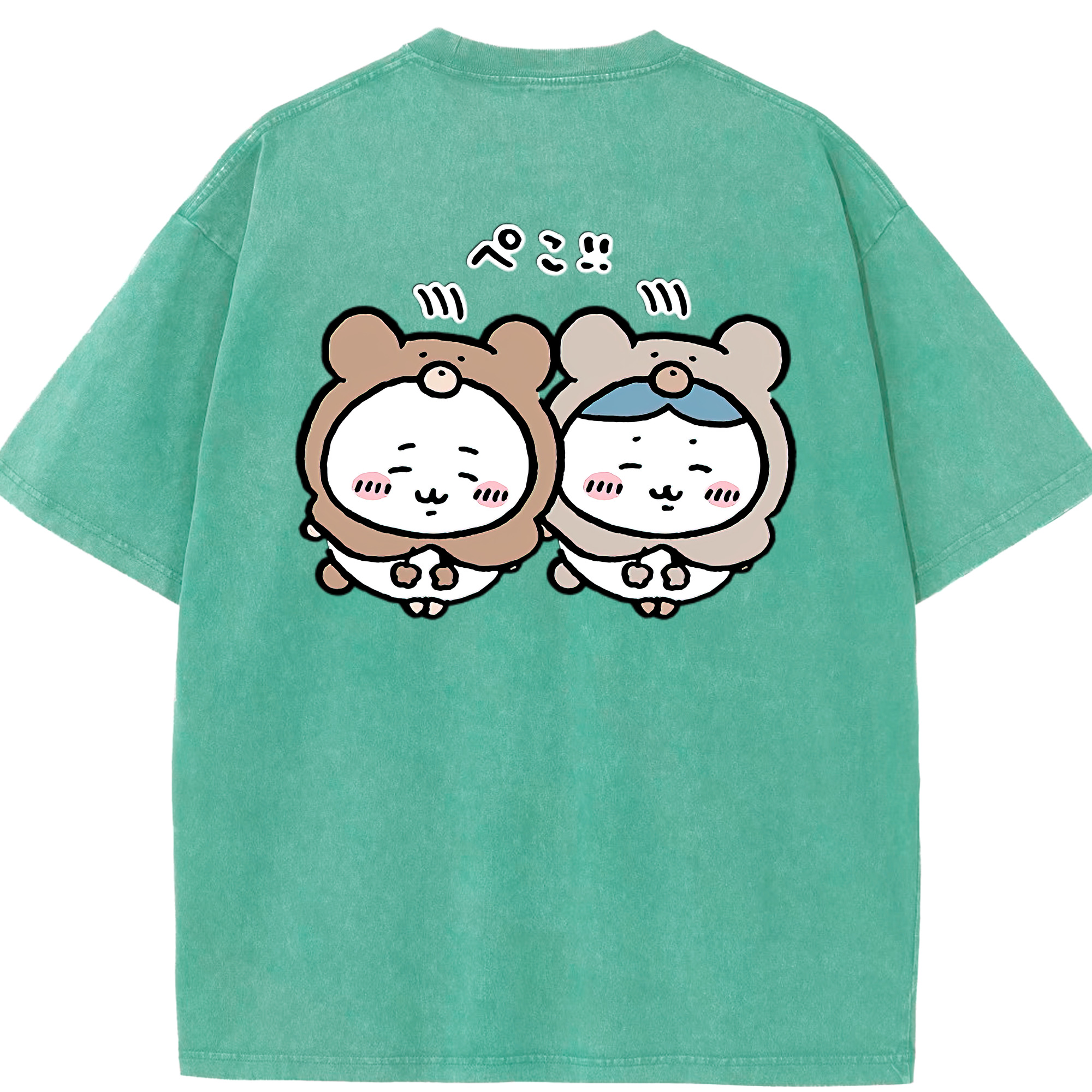（画像用） ちいかわ ハチワレ Chii-kawa hachiware 綿100% ヴィンテージ風 半袖Tシャツ（背面プリント）